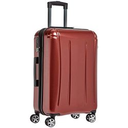 AmazonBasics Oxford Luggage Expandable Suitcase with TSA Lock Spinner, 24-Inch, Red