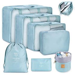 Packing Cubes for Travel, 8Pcs Compression Travel Cubes Set Foldable Suitcase Organizer Lightwei ...