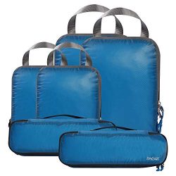 BAGAIL 6 Set Ultralight Packing Cubes Expandable Travel Packing Organizers Blue(2M+2S+2Slim)