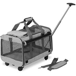 KOPEKS Pet Carrier with Detachable Wheels for Small and Medium Dogs & Cats – Heather Grey