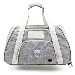 Jet Sitter Super Fly V4 Airline Approved Soft Sided Pet Carrier Bag for Small Dogs Cats (Fancy Grey)