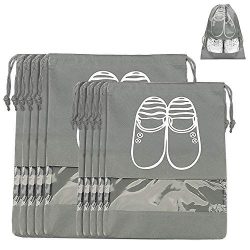 10 PCS Shoes Bags Travel Shoe Bags Dustproof Men&Women Grey