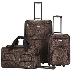 Rockland Luggage 3 Piece Printed Luggage Set, Leopard, Medium