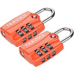 Travoce TSA Approved Luggage Locks, Orange 2 Pack, Inspection Indicator with Alloy Body