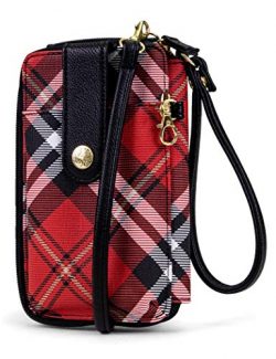 MUNDI Jacqui Vegan Leather RFID Womens Crossbody Cell Phone Purse Holder Wallet (Red Plaid)