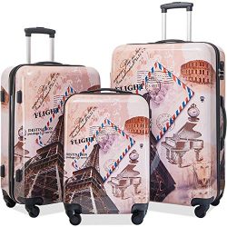 Flieks 3 Piece Luggage Set Hardside Suitcase with Spinner Wheels (Color4)