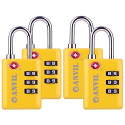 TSA Approved Luggage Locks, Durable Travel Lock with Inspection Indicator and 3 Digit Re-Settabl ...