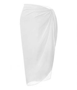 LIENRIDY Women’s Chiffon Pareo Beach Wrap Sarong Swimsuit Scarf Cover Up White Middle Plus ...