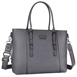 MOSISO Laptop Tote Bag for Women (Up to 13.3 Inch), Water Resistant PU Leather Large Capacity wi ...