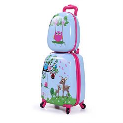 Kids Carry On Luggage Set 12″ and 16″ Set of Two 2PCS Hard Shell Suitcase Backpack