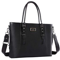 MOSISO Laptop Tote Bag for Women (Up to 15.6 Inch),Water Resistant PU Leather Large Capacity wit ...