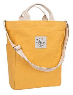 Lily Queen Women Canvas Tote Handbags Casual Hobo Satchel Shoulder Bag Crossbody (Yellow)