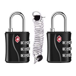 TSA Luggage Locks 2 Pack, Backpack Locks, Small Travel Locks, 3 Digit Combination Lock with Flex ...