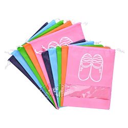 GCOA 10 Pack Travel Shoes Bag Dust-Proof Waterproof Travel Shoe Organizer Bags Transparent Windo ...