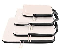 4 Set Compression Packing Cubes Travel Expandable Packing Organizers(Beige)