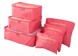 Lightweight 6 Pcs Packing Cubes System, FashionUP Travel Storage Packing Organizers Laundry Bags ...
