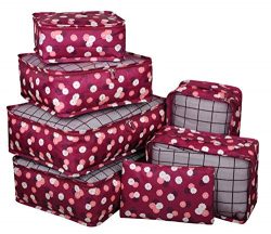 Vercord 7 Set Travel Packing Organizers Cubes Mesh Luggage Cloth Bag Cubes with Bra Underwear Cu ...