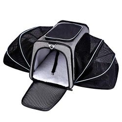 Cat Carriers Expandable Airline Approved Pet Carrier for Cats and Dogs Soft Sided Travel Carrier ...