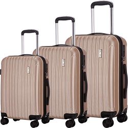 Luggage Set 3 Piece Suitcases ABS Trolley Suitcase Spinner Hardshell Lightweight TSA