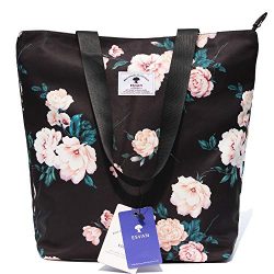 Original Floral Tote Bag Shoulder Bag for Gym Hiking Picnic Travel Beach ([W] upgraded large size 4)