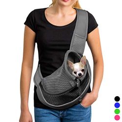 YUDODO Reflective Pet Dog Sling Carrier Breathable Mesh Travel Safe Sling Bag Carrier for Dogs C ...