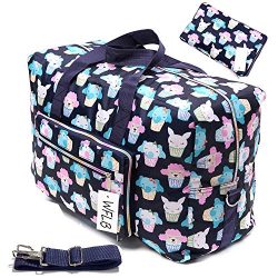 Womens Foldable Travel Duffel Bag 50L Large Cute Floral Travel Bag Hospital Bag Weekender Overni ...