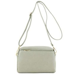 Triple Zip Small Crossbody Bag (Grey)