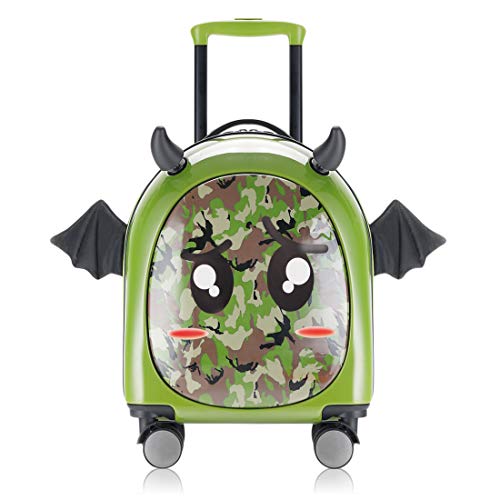 Kids Hardside Luggage, 3D cute Little Demon Design With Emoji sticker By Sindermroe (camo)