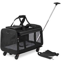 Kundu Pet Carrier with Detachable Wheels for Small & Medium Dogs & Cats – Black