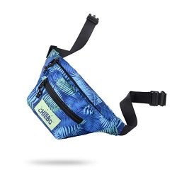 Chillbo Fanny Pack – Fanny Packs for Women and Waist Bags for Men (Blue Leaf)