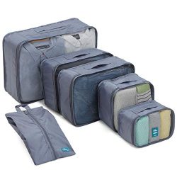 6 Set Packing Cubes/Travel Cubes – Travel Organizers with Shoe Bag-Gray