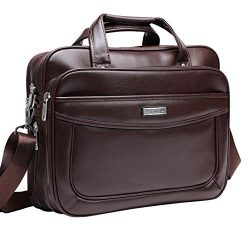 BOLO ARES Leather Laptop Briefcase 16 inch Water Resistant Large & Expandable Shoulder Bag B ...