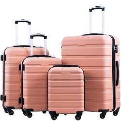 Coolife Luggage 3 Piece Set Suitcase Spinner Hardshell Lightweight TSA Lock 4 Piece Set (Family  ...