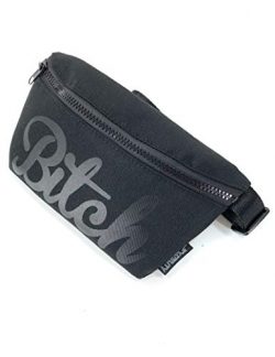 FYDELITY Fanny Pack Waist Belt Bag Ultra-Slim -Bitch Meme Black & Black