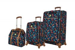 Lily Bloom Luggage 3 Piece Softside Spinner Suitcase Set Collection (Sloth To Me)