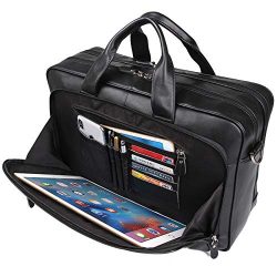 Augus Mens Leather Briefcase Messenger Bag, Waterproof Travel Business Duffle Bags for Men 17 In ...