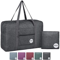 WANDF Foldable Travel Duffel Bag Luggage Sports Gym Water Resistant Nylon (B- Light Grey)