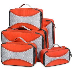 G4Free Packing Cubes 6pcs Set Travel Accessories Organizers Versatile Travel Packing Bags(Orange)