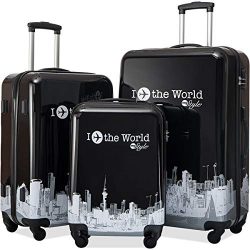 Flieks 3 Piece Luggage Set Hardside Suitcase with Spinner Wheels (Color6)