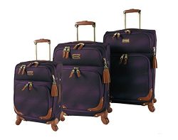 Steve Madden Luggage 3 Piece Softside Spinner Suitcase Set Collection (One Size, Shadow Purple)