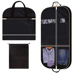 43″ Gusseted Garment Bag with 2 Large Mesh Pockets Travel Storage for Clothes Shirts Dress ...