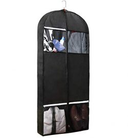 HAYOSNFO Suit Garment Bags for Travel 54″ Breathable Gusseted Dress Covers with Storage Po ...