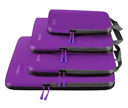 4 Set Compression Packing Cubes Travel Expandable Packing Organizers(Purple)