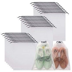 DIOMMELL Set of 24 Transparent Shoe Bags for Travel Large Clear Shoes Storage Organizers Pouch w ...