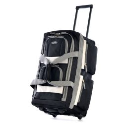 Olympia 8 Pocket Rolling Duffel Bag, Black