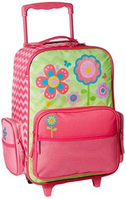 Stephen Joseph Girls’ Little Classic Rolling Luggage, Flower- Chevron, 14.5×8.5×18