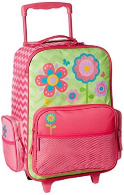 Stephen Joseph Girls’ Little Classic Rolling Luggage, Flower- Chevron, 14.5×8.5×18