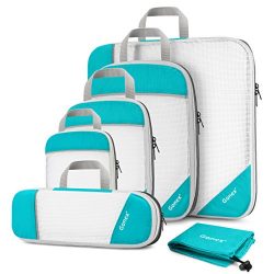 Gonex Compression Packing Cubes Mesh Organizers L+M+S+XS+Slim+Laundry Bag Blue