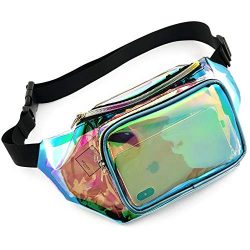 Holographic Fanny Pack, Veckle Clear Fanny Pack Shiny Neon Transparent iridescent Fanny Pack for ...