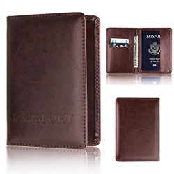 Thenlian Passport Holder Protector Wallet Business Card Soft Passport Cover (Black)